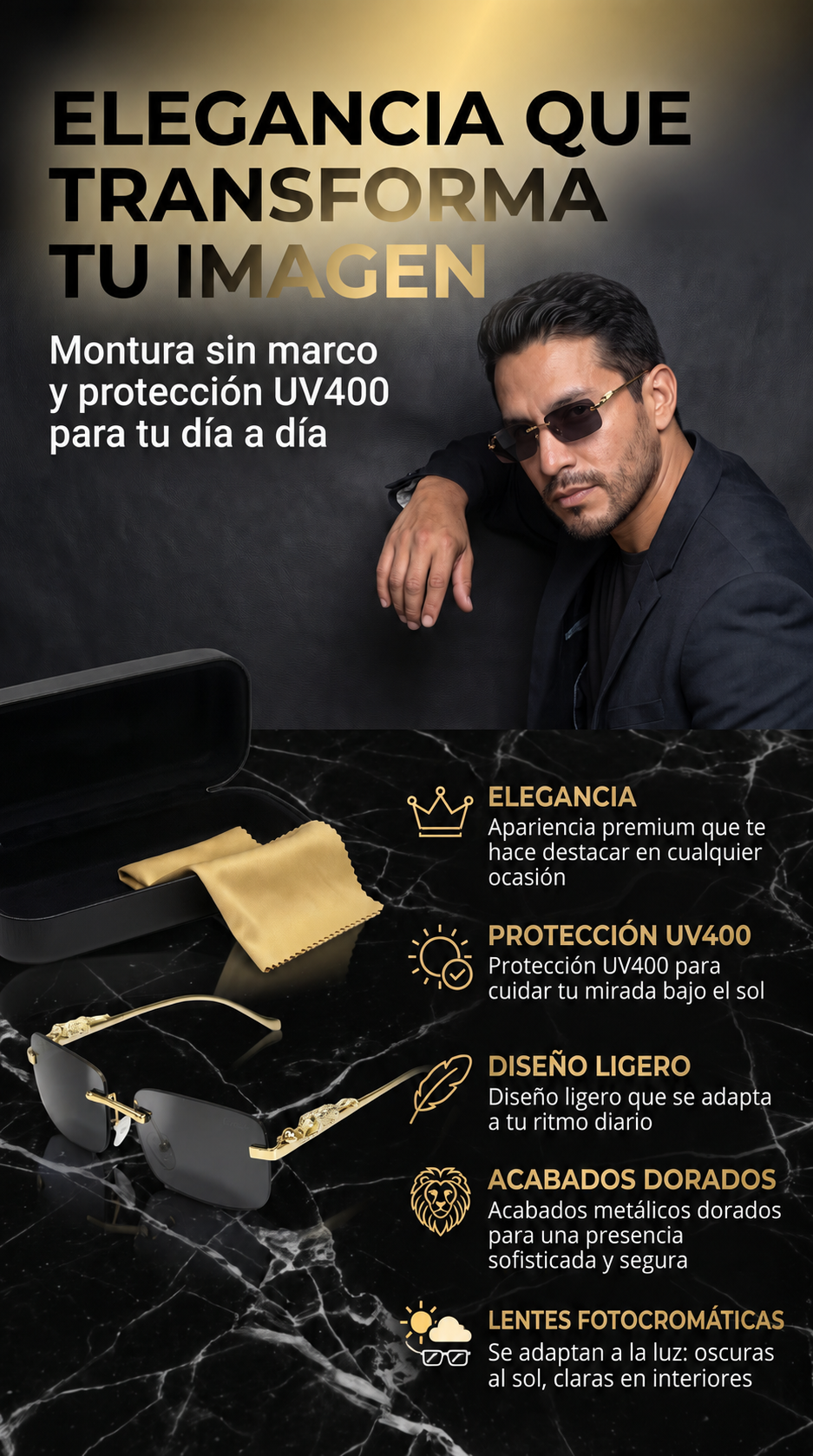 Gafas Cartier Luxury Rimless UV400 Fotocromaticas. OFERTA ESPECIAL!