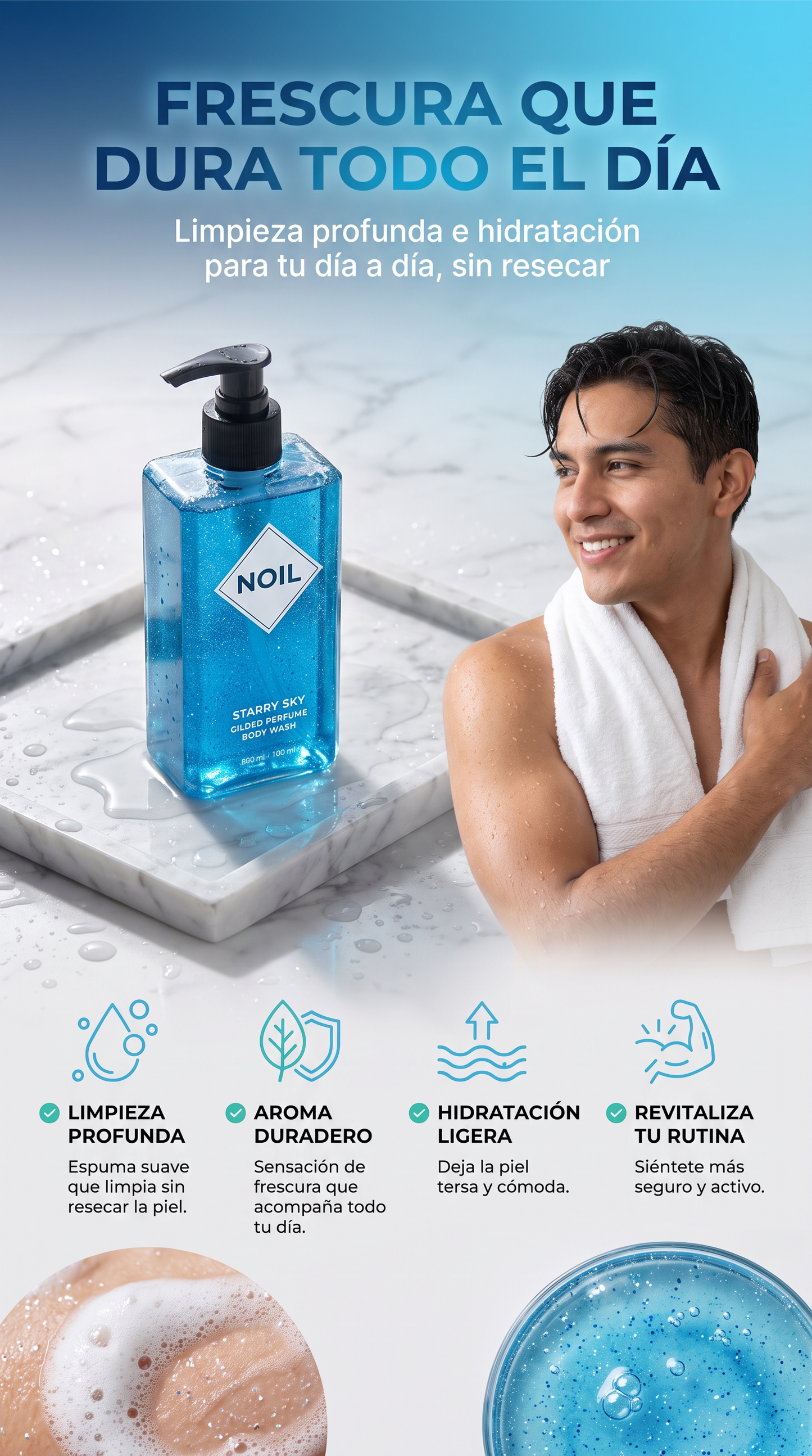 Gel PARA para el cuerpo NOIL Aquablue - lleva tu baño a otro nivel. OFERTA ESPECIAL!
